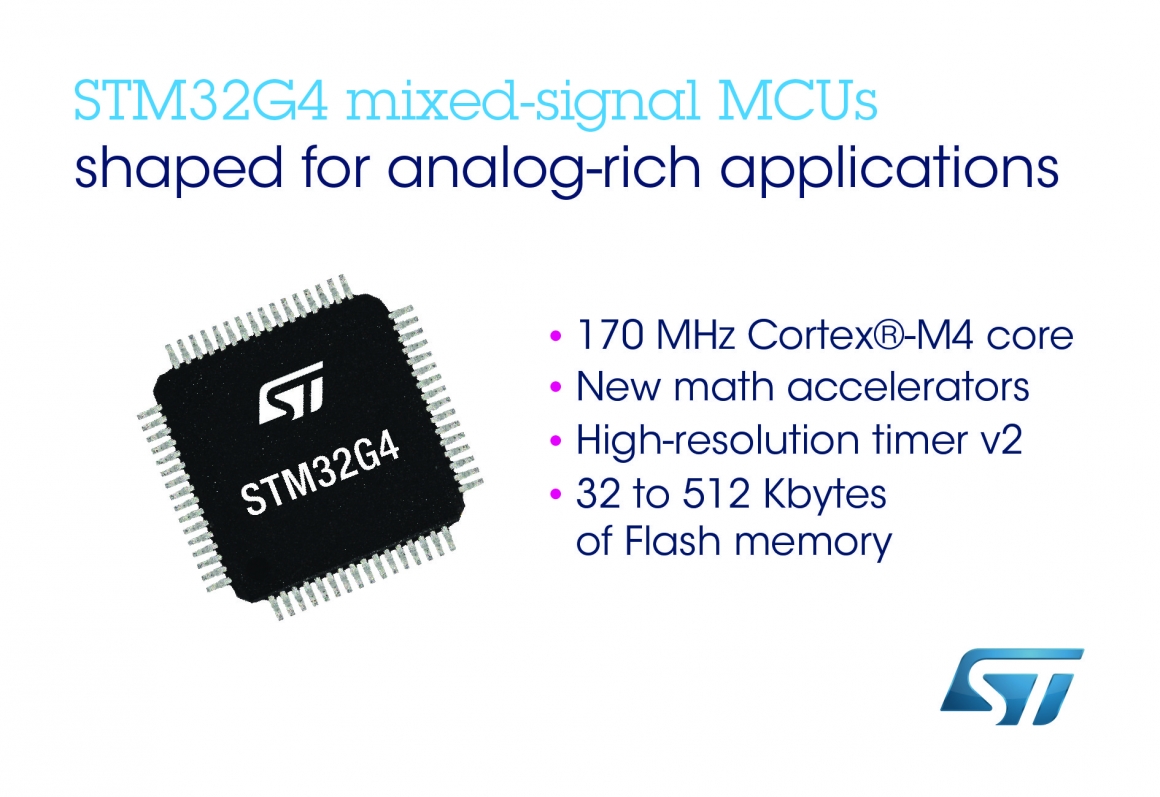 ST新闻稿5月29日——意法半导体发布STM32G4微控制器，提高下一代数字电源应用的性能、能效和安全性