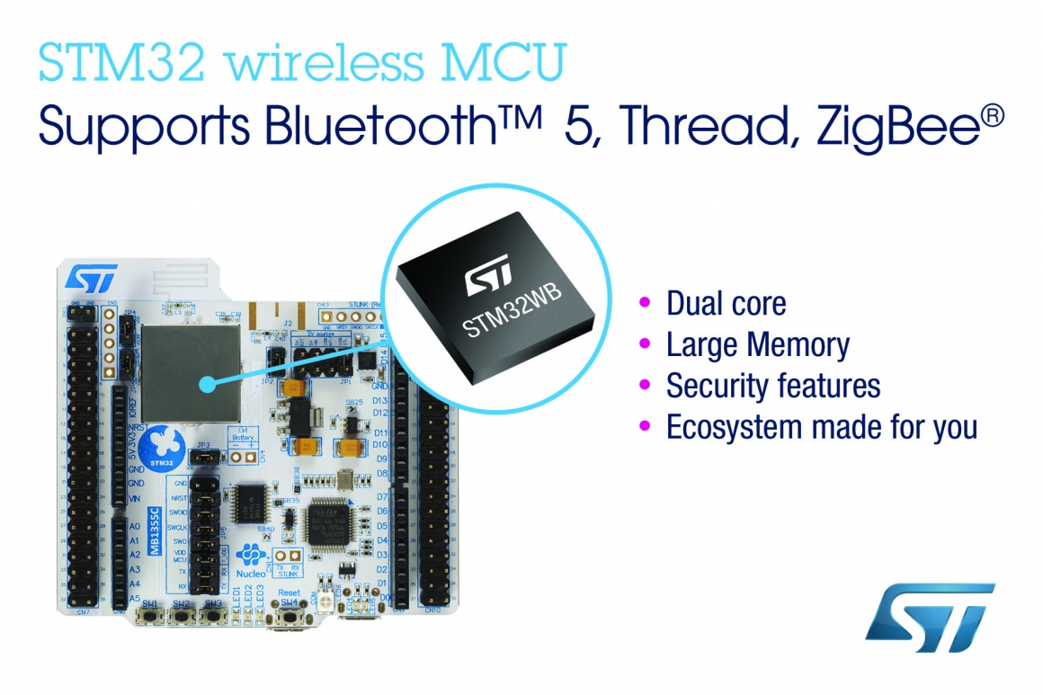 ST新聞稿2月26日——意法半導體推出新STM32WB雙核無線MCU，實現超低功耗的即時性能